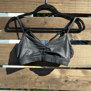 ALO Yoga Black Strappy Faux Leather Bra